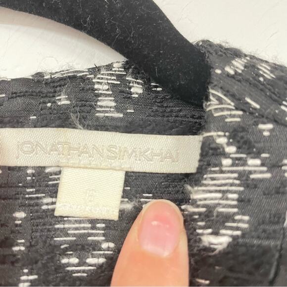 Jonathan Simkhai Black & White Textured Patchwork Style Fit & Flare Mini Dress 6 - Picture 5 of 11